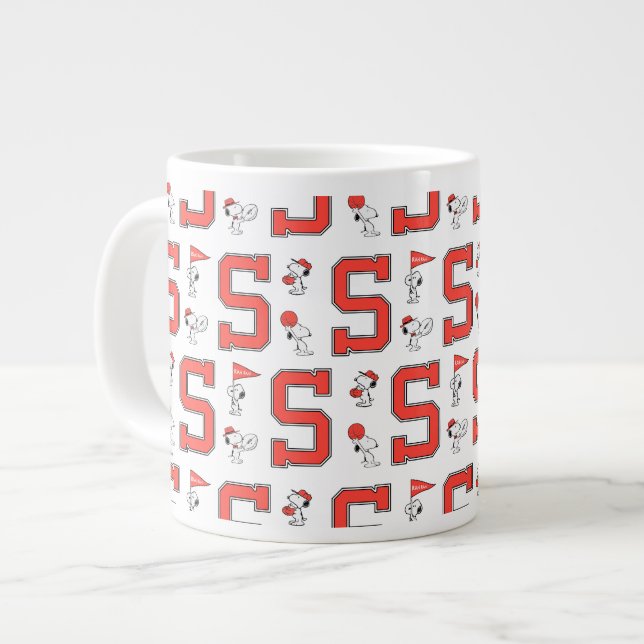Snoopy Varsity Sports Pattern Giant Coffee Mug (Front Left)