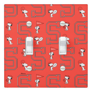Snoopy Varsity Sports Pattern Light Switch Cover