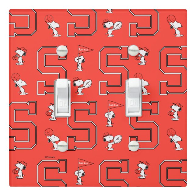 Snoopy Varsity Sports Pattern Light Switch Cover (In Situ)