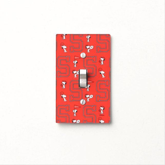 Snoopy Varsity Sports Pattern Light Switch Cover (In Situ)