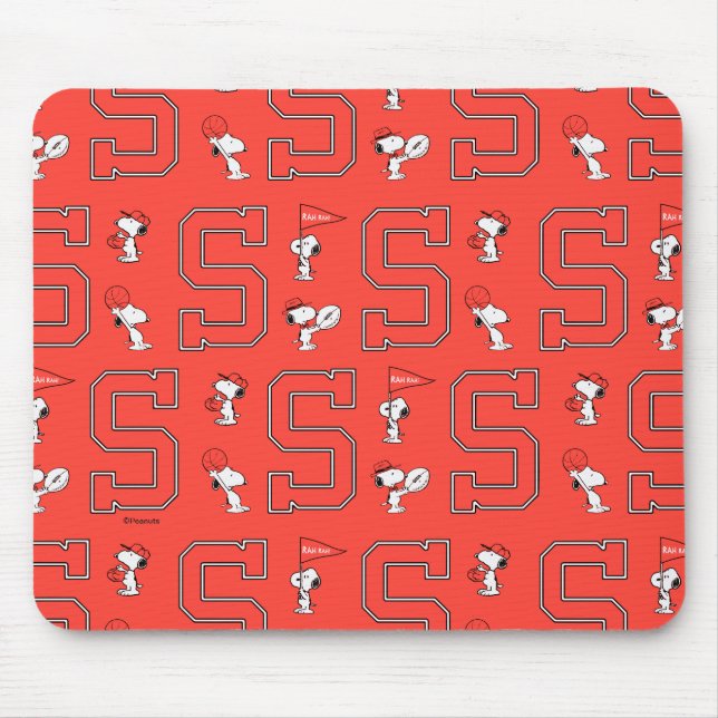 Snoopy Varsity Sports Pattern Mouse Pad (Front)