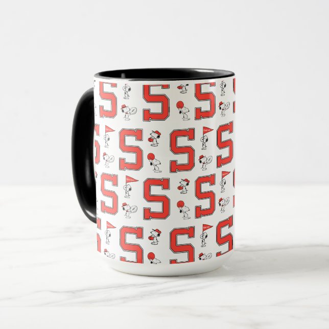 Snoopy Varsity Sports Pattern Mug (Front Left)