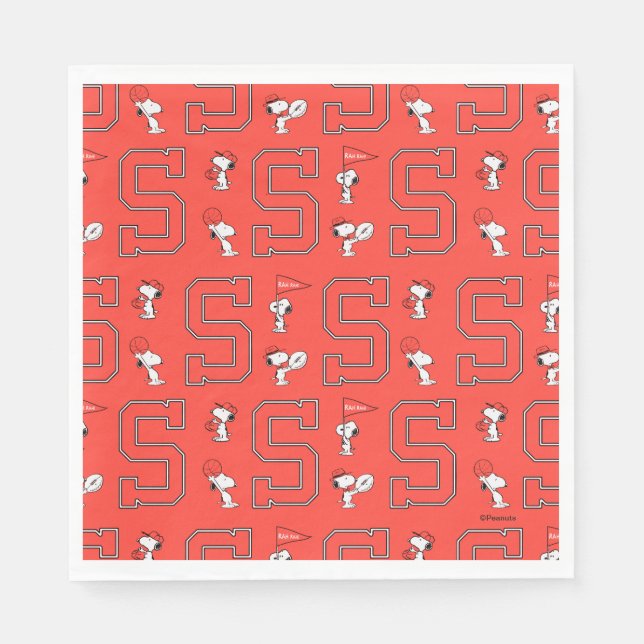 Snoopy Varsity Sports Pattern Napkins (Front)