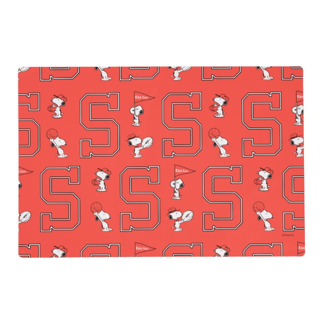 Snoopy Varsity Sports Pattern Placemat (Front)