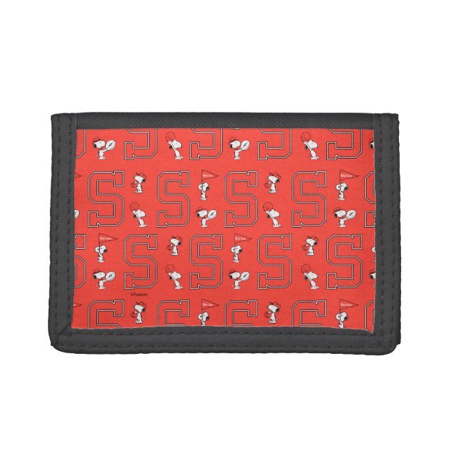 Snoopy Varsity Sports Pattern Trifold Wallet (Front)