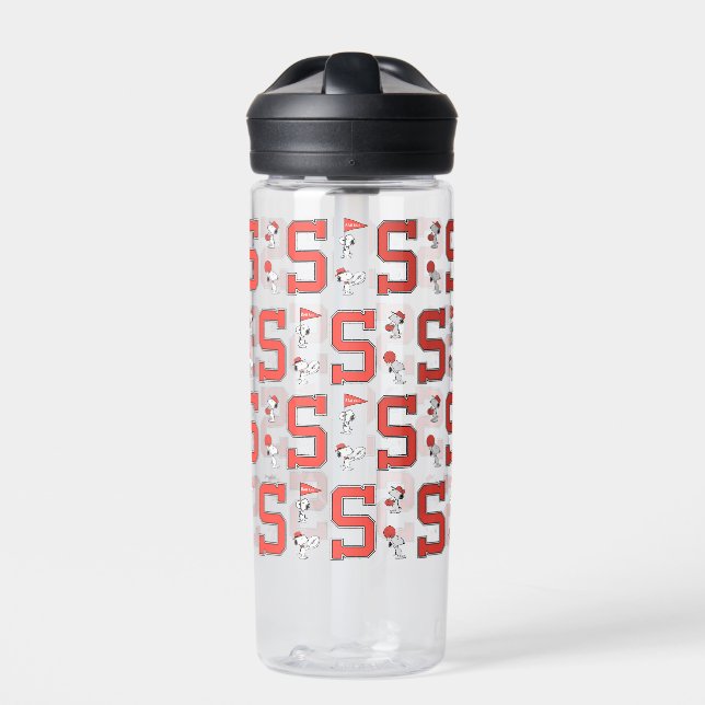 Snoopy Varsity Sports Pattern Water Bottle (Front)