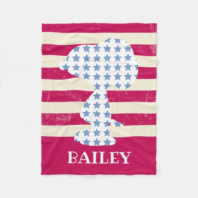 Snoopy Vintage Stars & Stripes Fleece Blanket (Front)