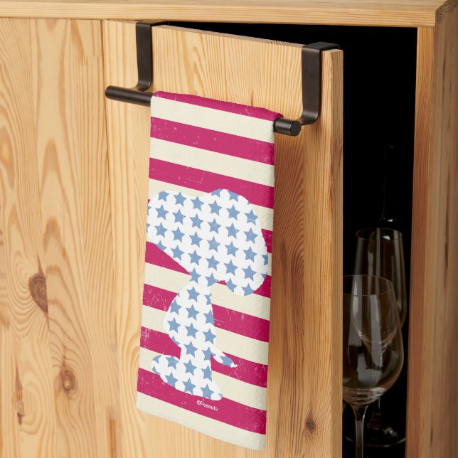 Snoopy Vintage Stars & Stripes Kitchen Towel (Thirds Fold)