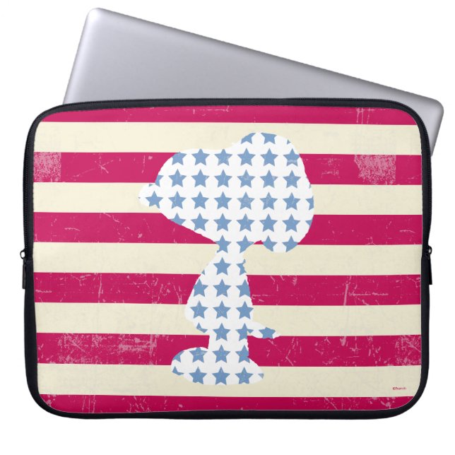 Snoopy Vintage Stars & Stripes Laptop Sleeve (Front)