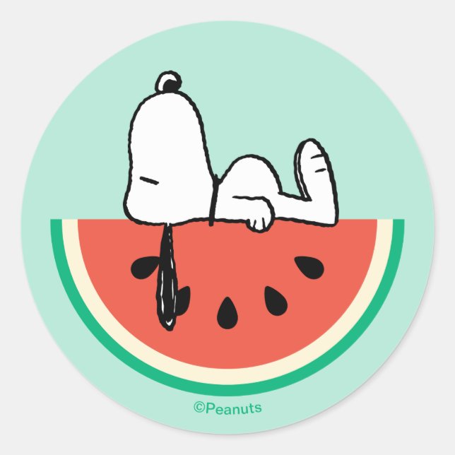 Snoopy Watermelon Dreams Classic Round Sticker (Front)