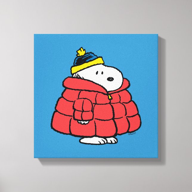 Snoopy Winter in Puffer Coat Canvas Print (Front)