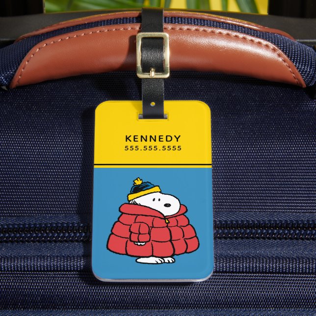 Snoopy Winter in Puffer Coat Luggage Tag (Front Insitu 2)