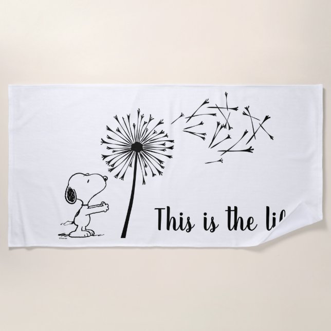 Snoopy With Dandelion Beach Towel (Front)