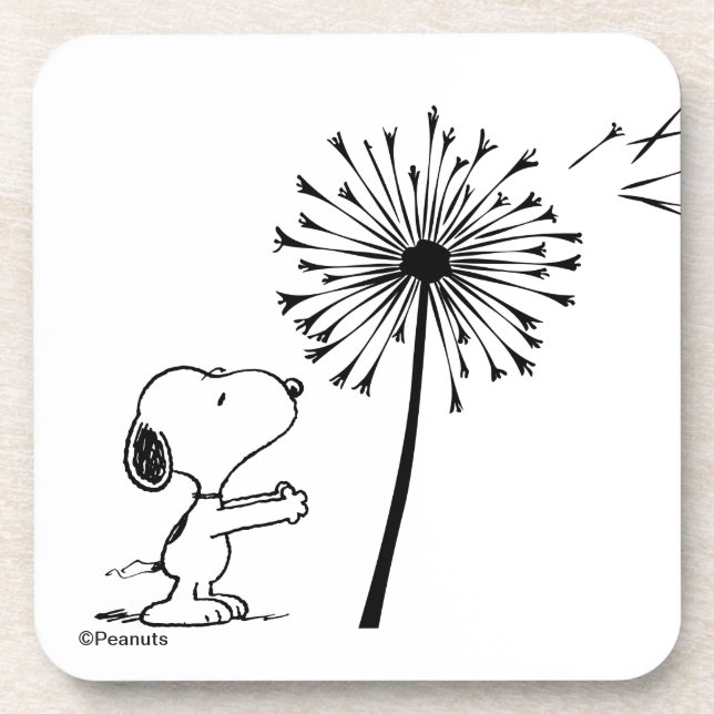 Snoopy With Dandelion Beverage Coaster (Front)