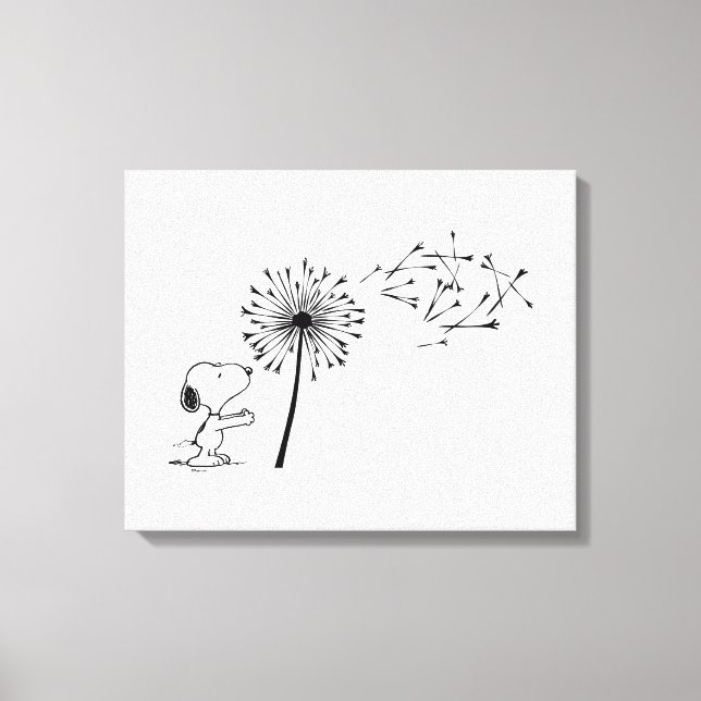 Snoopy With Dandelion Canvas Print (Front)
