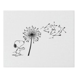 Snoopy With Dandelion Faux Canvas Print