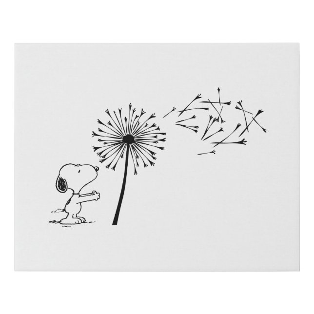 Snoopy With Dandelion Faux Canvas Print (Front)