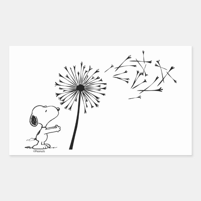 Snoopy With Dandelion Rectangular Sticker (Front)