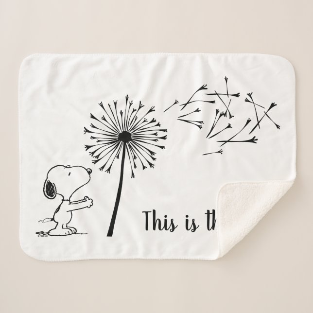 Snoopy With Dandelion Sherpa Blanket (Front (Horizontal))