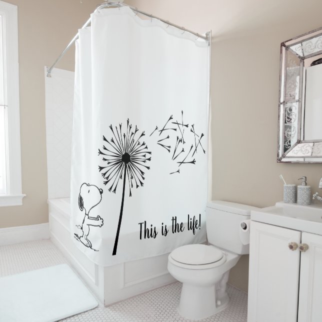 Snoopy With Dandelion Shower Curtain (In Situ)