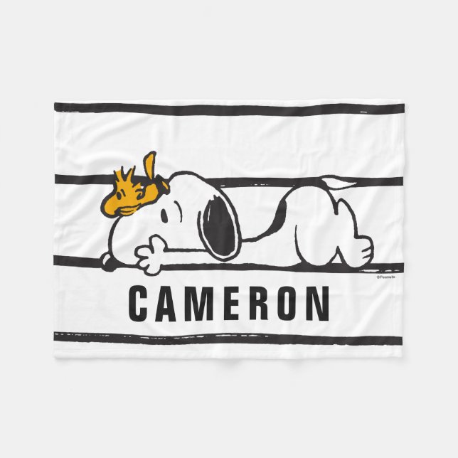 Snoopy & Woodstock |  | Add Your Name Fleece Blanket (Front (Horizontal))