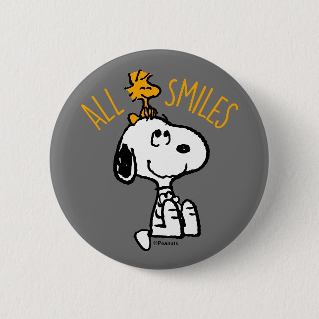 Snoopy & Woodstock - All Smiles Button (Front)