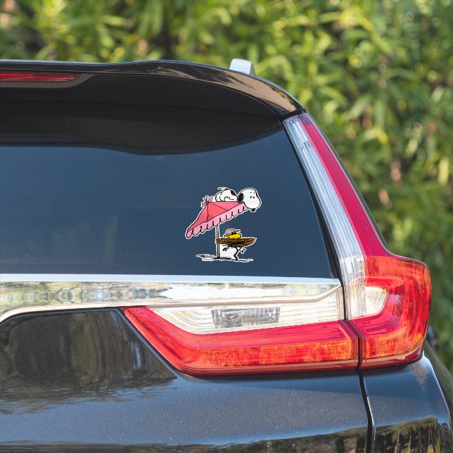 Snoopy & Woodstock Beach Vacation Sticker (Car Side)