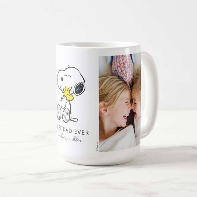 Snoopy & Woodstock | Best Dad Ever - Photo Coffee Mug (Front Right)