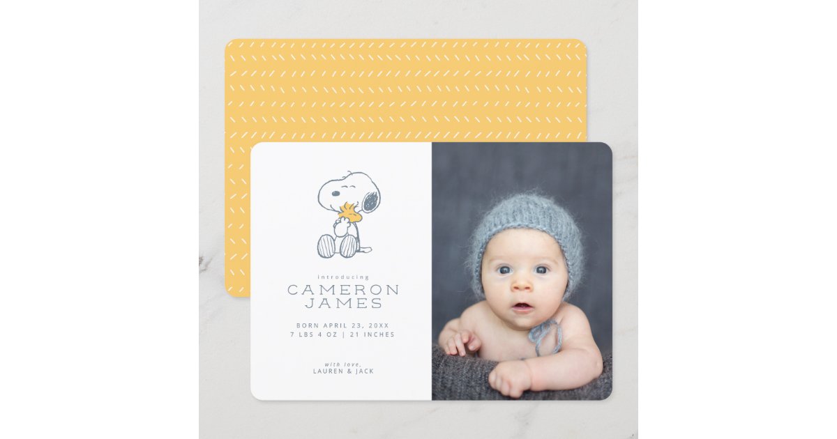 Snoopy &amp; Woodstock Birth Announcement | Zazzle