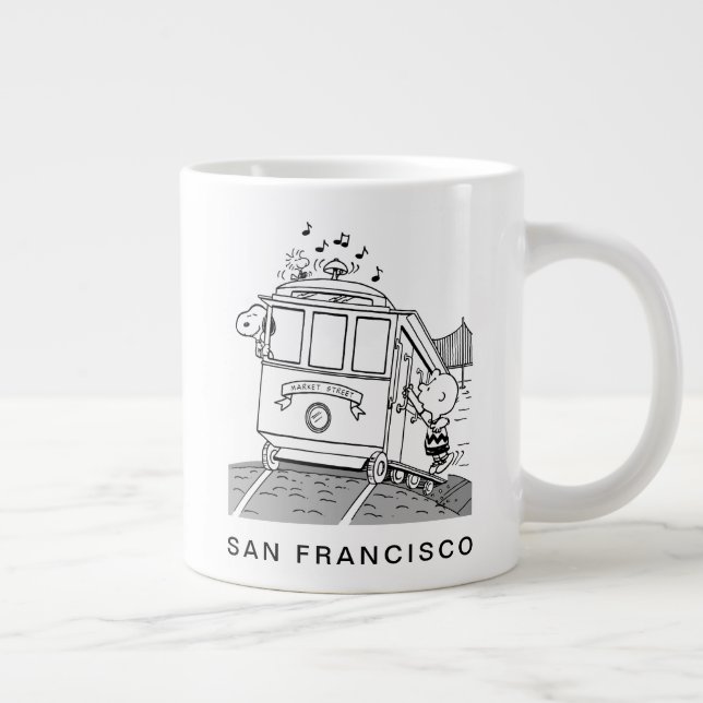 Snoopy, Woodstock, & Charlie Brown on a Trolley Giant Coffee Mug (Right)