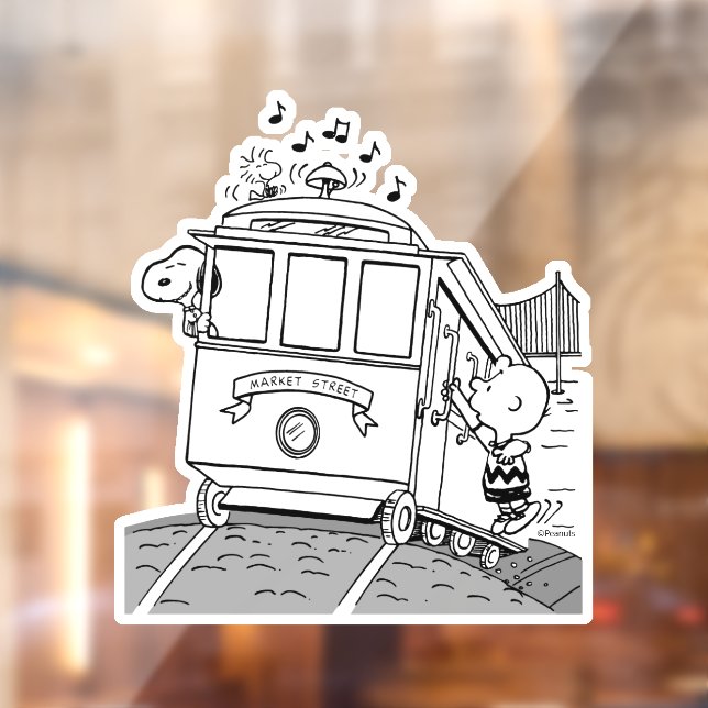 Snoopy, Woodstock, & Charlie Brown on a Trolley Window Cling (Sheet 2)