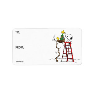 Snoopy & Woodstock Christmas Tree Gift Tag