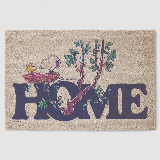 Snoopy & Woodstock Cozy Nesting Fiber Doormat (Front)