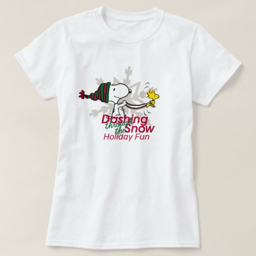 Snoopy  Woodstock Dashing Through the Snow T_Shirt