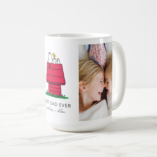 Snoopy & Woodstock Doghouse | Best Dad Ever Photo Coffee Mug (Front Right)