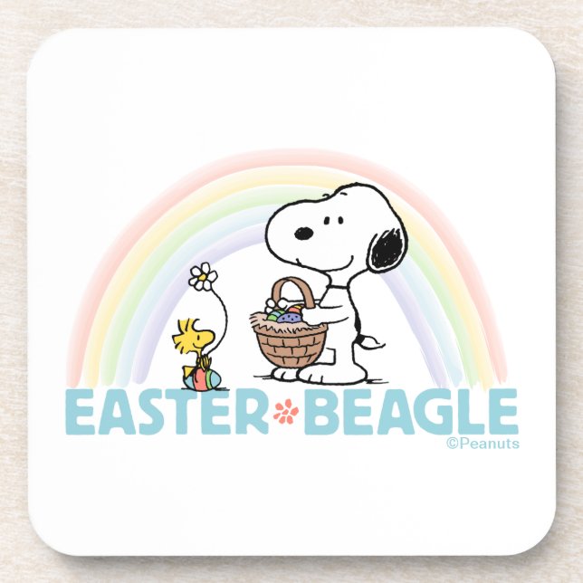 Snoopy & Woodstock - Easter Beagle Beverage Coaster (Front)