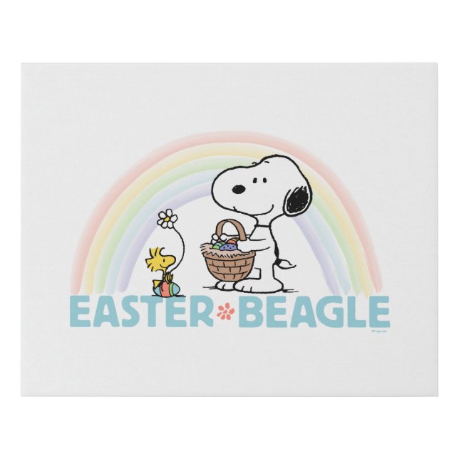 Snoopy & Woodstock - Easter Beagle Faux Canvas Print (Front)