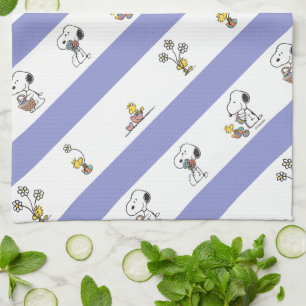 Snoopy & Woodstock Easter Stripe Pattern Kitchen Towel