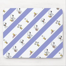 Snoopy &amp; Woodstock Easter Stripe Pattern Mouse Pad