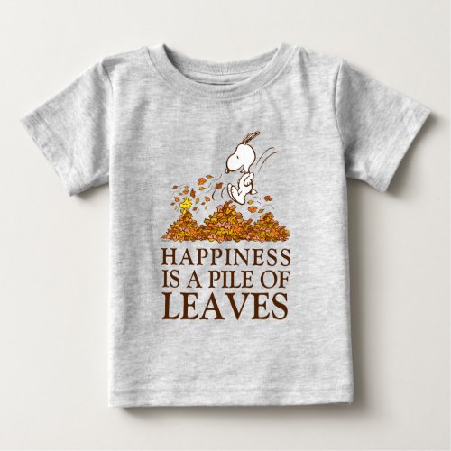 Snoopy  Woodstock Fall Leaves Baby T_Shirt