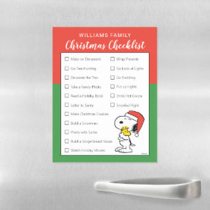 Snoopy & Woodstock Family Christmas Checklist Magnetic Dry Erase Sheet