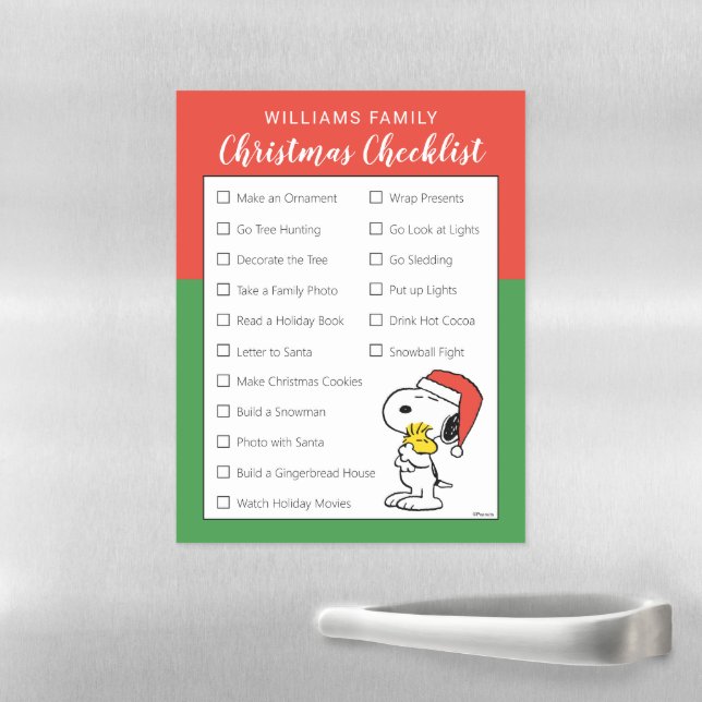 Snoopy & Woodstock Family Christmas Checklist Magnetic Dry Erase Sheet (In Situ)