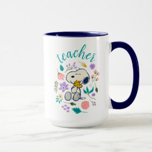 Snoopy & Woodstock Flower Hug Teacher Mug