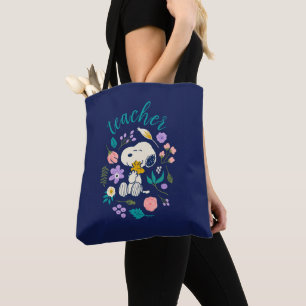 Snoopy & Woodstock Flower Hug Teacher Tote Bag