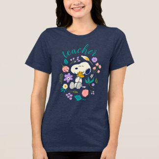 Snoopy & Woodstock Flower Hug Teacher Tri-Blend Shirt