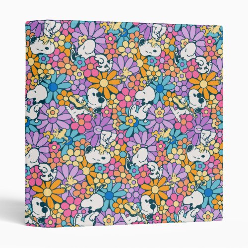 Snoopy  Woodstock Flower Pattern 3 Ring Binder