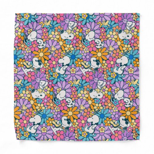 Snoopy  Woodstock Flower Pattern Bandana