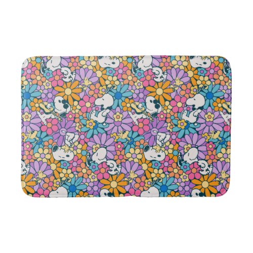 Snoopy  Woodstock Flower Pattern Bath Mat