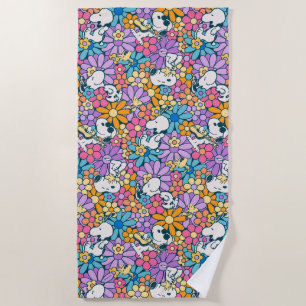 Snoopy & Woodstock Flower Pattern Beach Towel