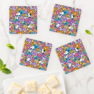 Snoopy & Woodstock Flower Pattern Coaster Set